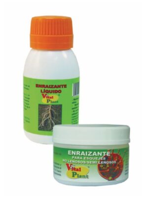 Frasco de enraizante liquido y tarrinade enraizante en polvo Vital Plant